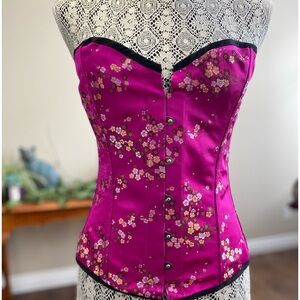 Hot Pink Satin Corset Size XL ~ New